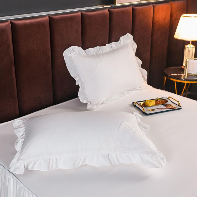 Pillowcase Bedroom Wedding Cover Pillow Luxury Lace Summer Breathable Simple Soft Comfortable Cozy Couples Embroidery 48x74cm