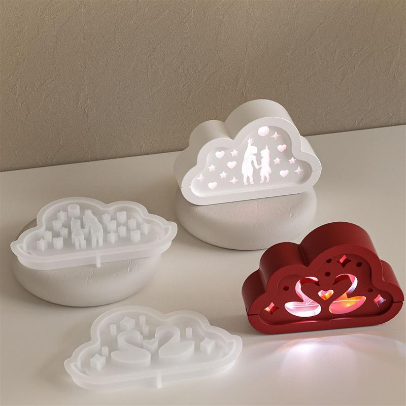 Cloud Gift Box Mirror Silicone Mold DIY Hollow Starry Sky Deer Love Lamp Silhouette Molds Plaster Resin Craft Making Home Deco