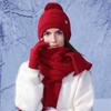 Winter Velvet Warm Hat Scarf Suit Women's Knitted Hat Coldproof Earmuffs Head Wool Hat