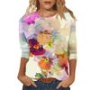 Flower Graffiti 3D Digital Printing Women's Fashionable and Personalized Round Neck Long Sleeved T-shirt