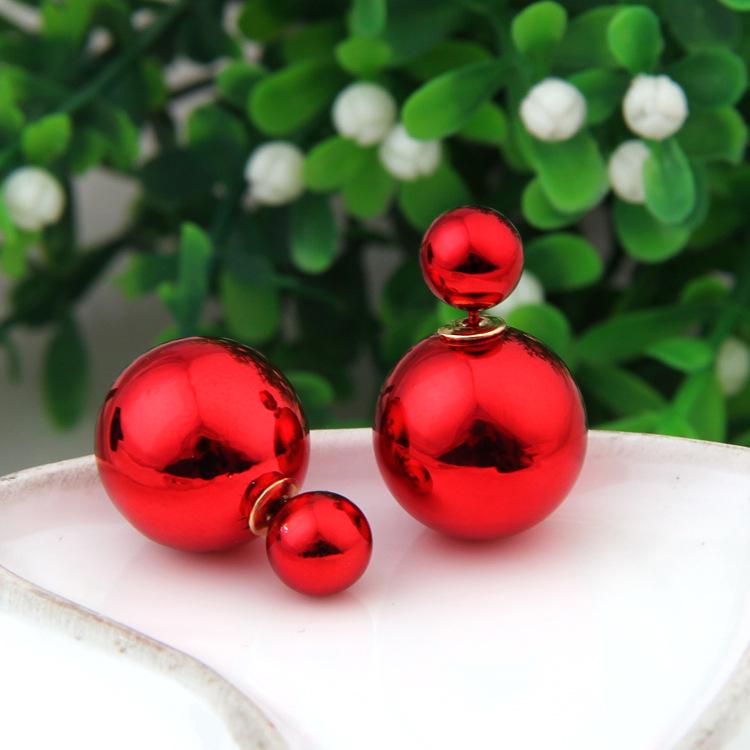 Cute Beans Korean Double-Sided Pearl Ball Earrings - Trendy, Versatile Jewelry