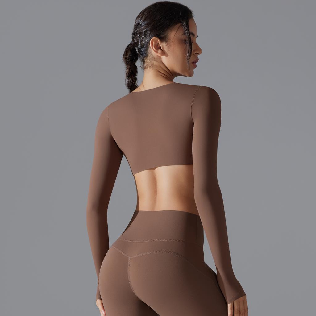 Auroth сексуальные женские рубашки для йоги с длинным рукавом для фитнеса и бега, трикотажный дышащий спортивный топ с отверстием для большого пальца