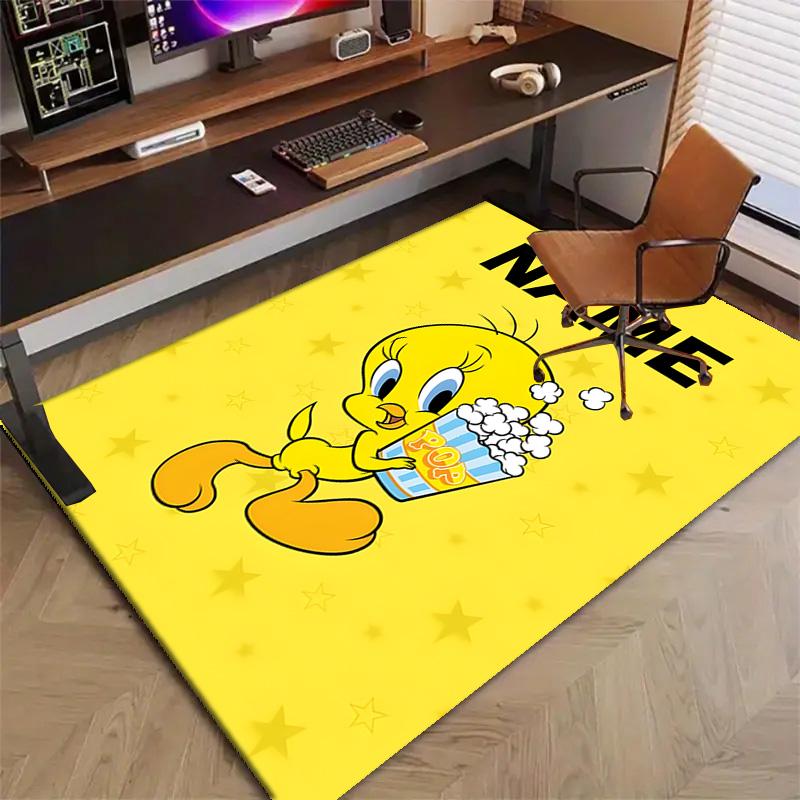 Custom Tweety Mat Personalized Name, Polyester Washable Indoor Entryway Rug, Gift for Christmas, Easter, Thanksgiving Day