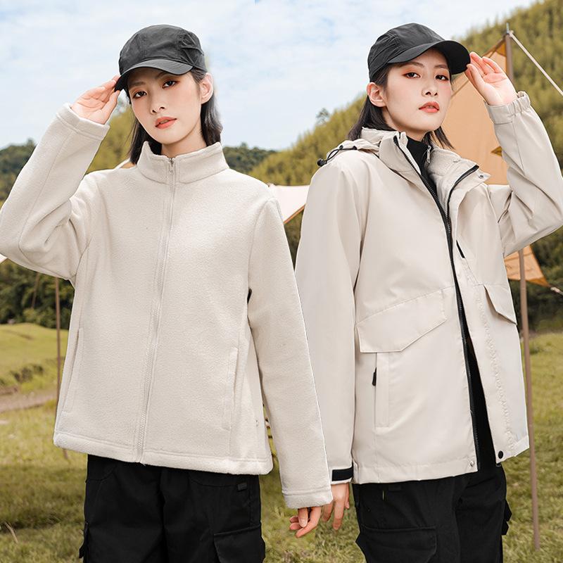European and American jackets, men's and women's three-in-one removable two-piece sets, light and windproof outdoor mountaineering cotton jackets