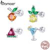Single Piece Summer Fruit Ice Creams Drinks Stud Earrings for Women Piercing Earrings 925 Sterling Silver Jewelry