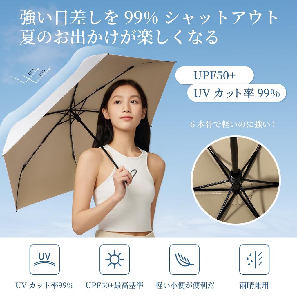 Vialifer UV Protection Completely Heat Folding 1st Class Light 6 Manual Folding Folding UV Sun Wind Water Foldable for Both Sun and Convenient To Day