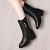 Autumn and Winter Plus Velvet Warm Soft Leather Mid-tube Boots Mid-heel Cotton Boots