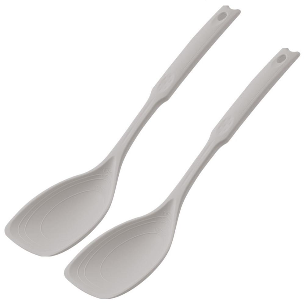 2Pcs Silicone Spoon Multi-use Hold Comfortable Non-slip Round Handle Cooking Utensils Mixing Spoon Silicone Tableware Scoop