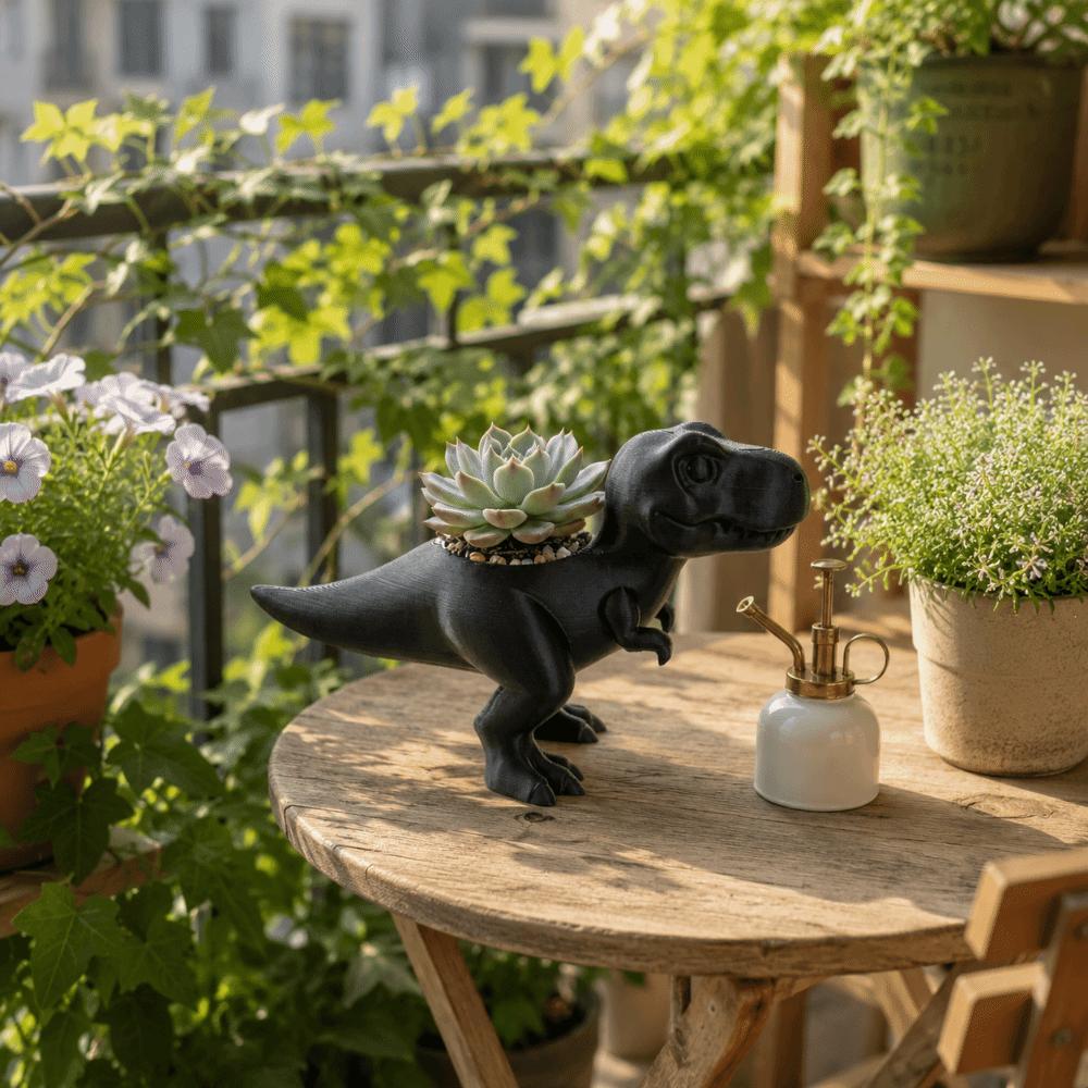 3D Printed Dinosaur Flowerpot Ornaments Mini Potted Planter Dinosaur Statue T-Rex Plant Pot  Gift