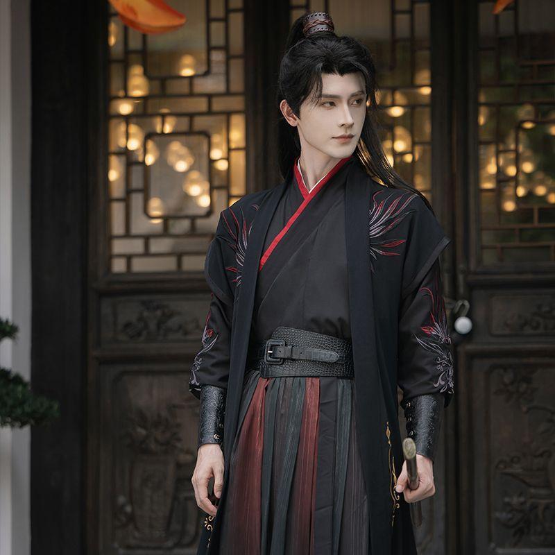 Китайский стиль династии Сун Ханфу, жаккардовый крестовый воротник, вышитый костюм для боевых искусств