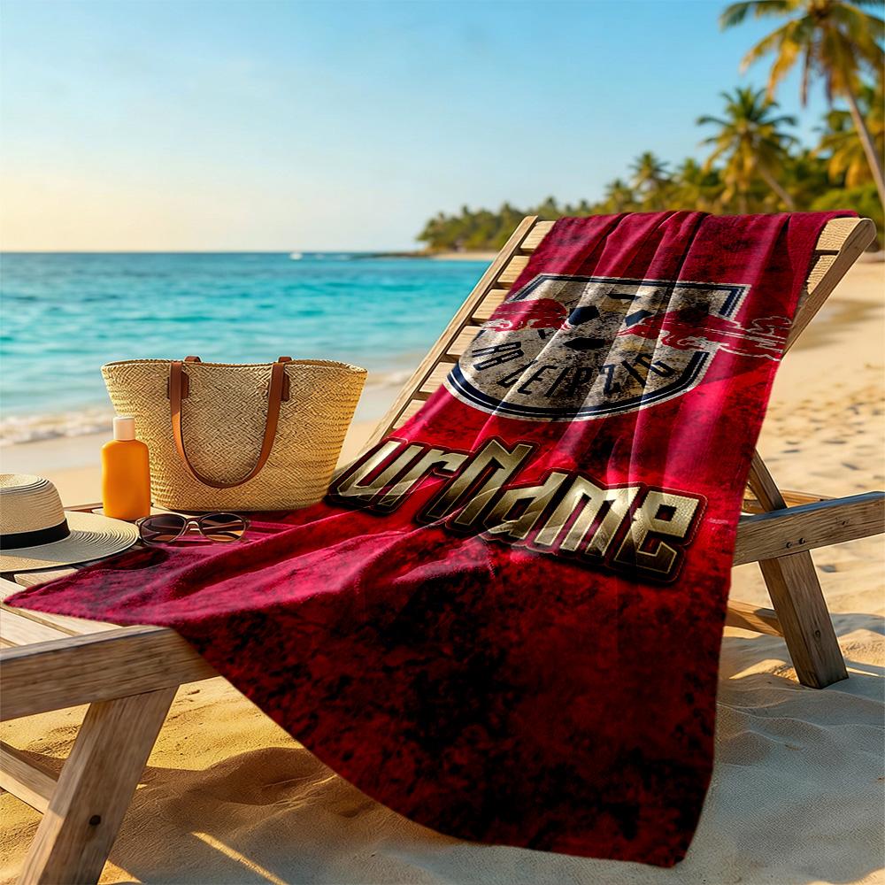 Rb Leipzig Personalized Text Beach Towel High Absorbency Quickdry Suitable For Swimming Gym Camping Yoga Vacation