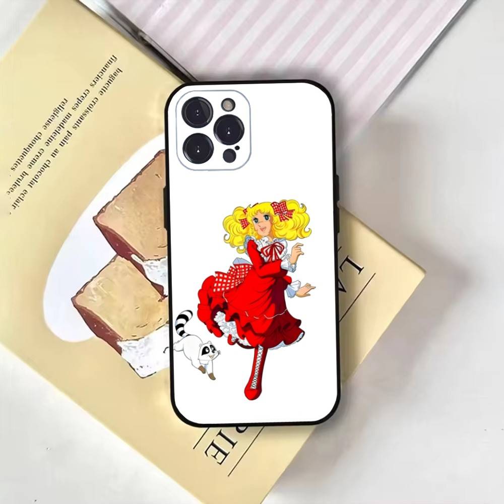 Аниме Манга Конфеты Чехол для Телефона Для iPhone17,16,15,14,13,12,11 Plus,Pro Max,Мягкая Черная Крышка