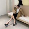 Mary Jane Shoes Women Spring Autumn Thick Heels Waterproof Platform Hollow Luxury Shoes Pumps Elegant Comfortable