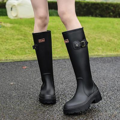Женская модная универсальная верхняя одежда для дождливой погоды, взрослые высокие резиновые сапоги, сапоги-рыцари, водонепроницаемые и нескользящие длинные резиновые сапоги