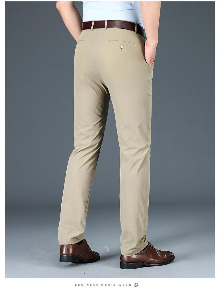 Men's Ice Silk Stretch Summer Business Casual Pants