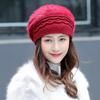 Hat Women's Winter Warm Hat Outdoor Knitted Hat with Thick Velvet Beret Korean Version Hat