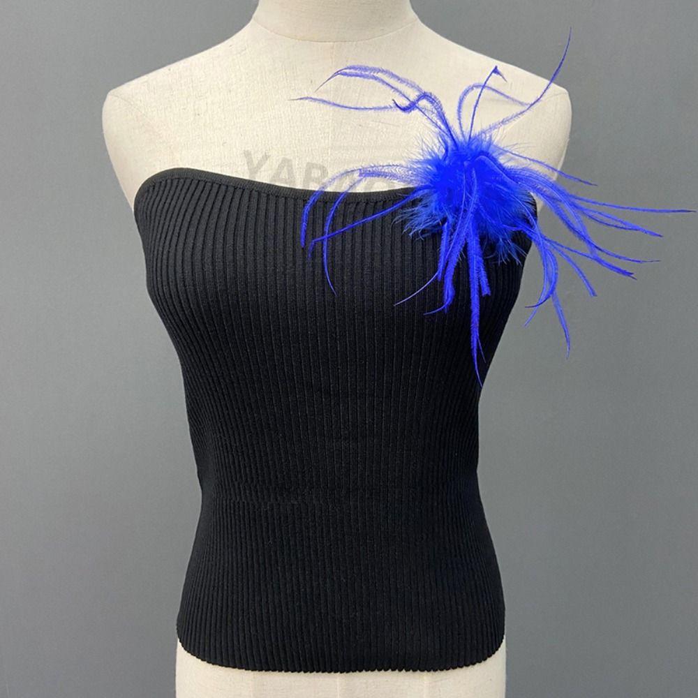 Lightweight Ostrich Feather Brooch Anti-slip Sweater Coat Pin 2024 Dress Suit Corsage  for Women
