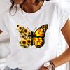 Women Short Sleeve Butterfly Flower Faith Print Tee Top Summer Fashion Tshirt Clothing Casual Lady Female Graphic T-shirt