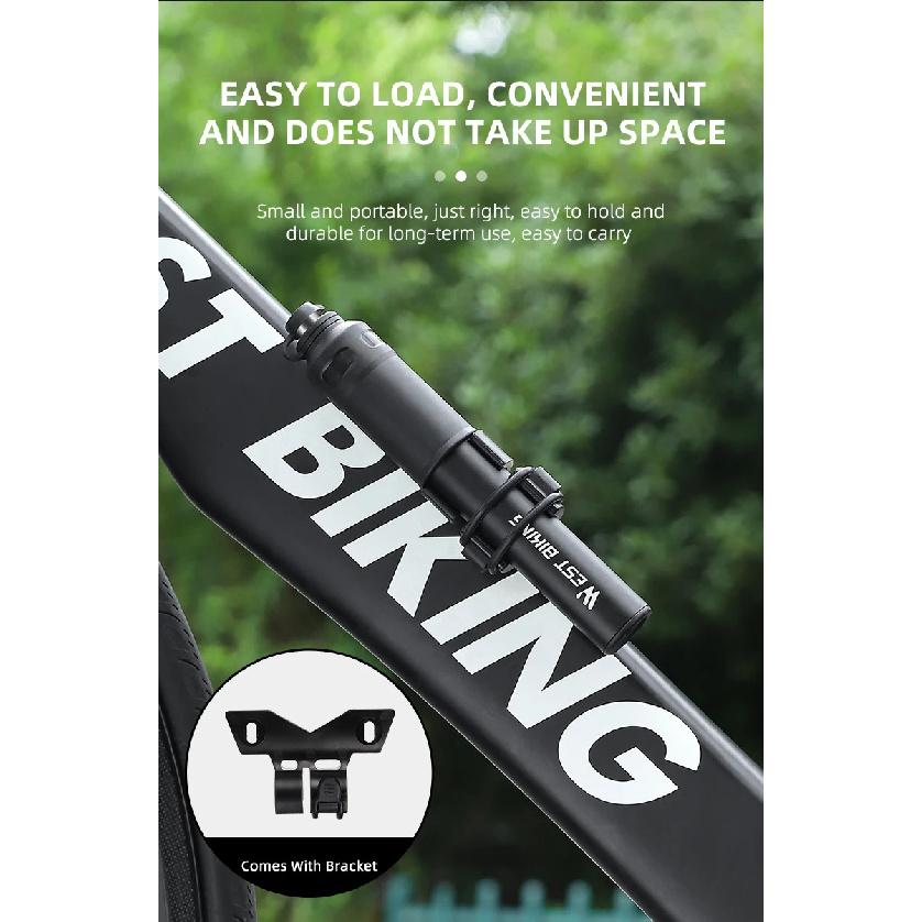 WEST BIKING Мини-портативный велосипедный насос 110 PSI Ручной воздушный насос Накачиватель шин для горного и шоссейного велосипеда С удлинительным шлангом Велосипедные аксессуары