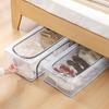 Transparent Storage Box with Double-Sided Openings Zipper Closure Waterproof PVC Shell Dustproof Under-bed Shoe Storage Box