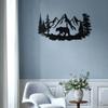 17.5”X9” Bear Wall Art for Cabin or Lodge - Rustic Hunting Scene with Pine Tree Metal Wall Decor - Ideal for Cabin Decor
