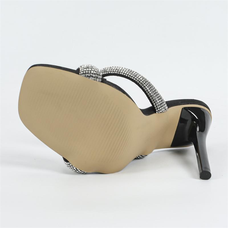 Eilyken КРИСТАЛЛ БРИЛЛИАНТ Квадратный Носок Женские Шлепанцы Дизайн Вырез Тонкий Высокий Каблук Вечеринка Платье Слайды Обувь