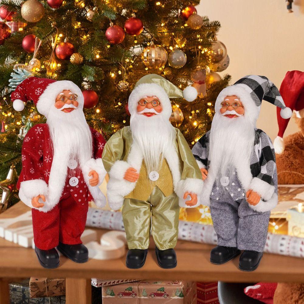 3D Santa Claus Figure Cute Christmas Decorations 12 Inch Standing Santa Doll Window