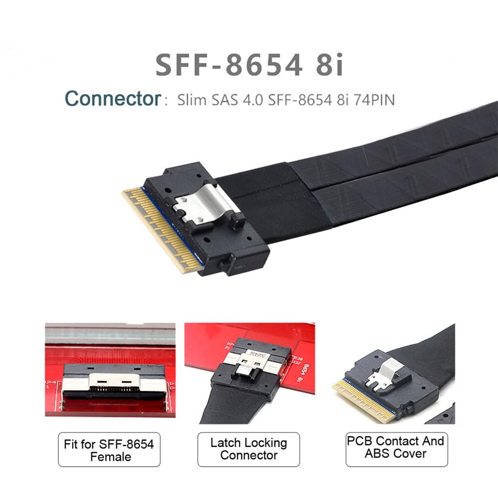 Xiwai PCI-E Ultraport Slimline SAS Slim 4.0 SFF-8654 8i 74-контактный - Двойной кабель PCI-Express SFF-8087 Mini SAS