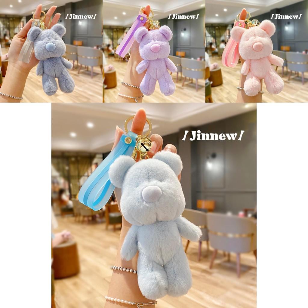 Original Simple Cartoon Bear Keychain Plush Doll Cute Candy Color Decorative Pendant