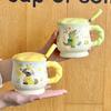 Милая керамическая кружка для молока фуфу, мультяшная чашка для питья для пары с крышкой и ложкой, офисная кофейная чашка, подарок на день рождения