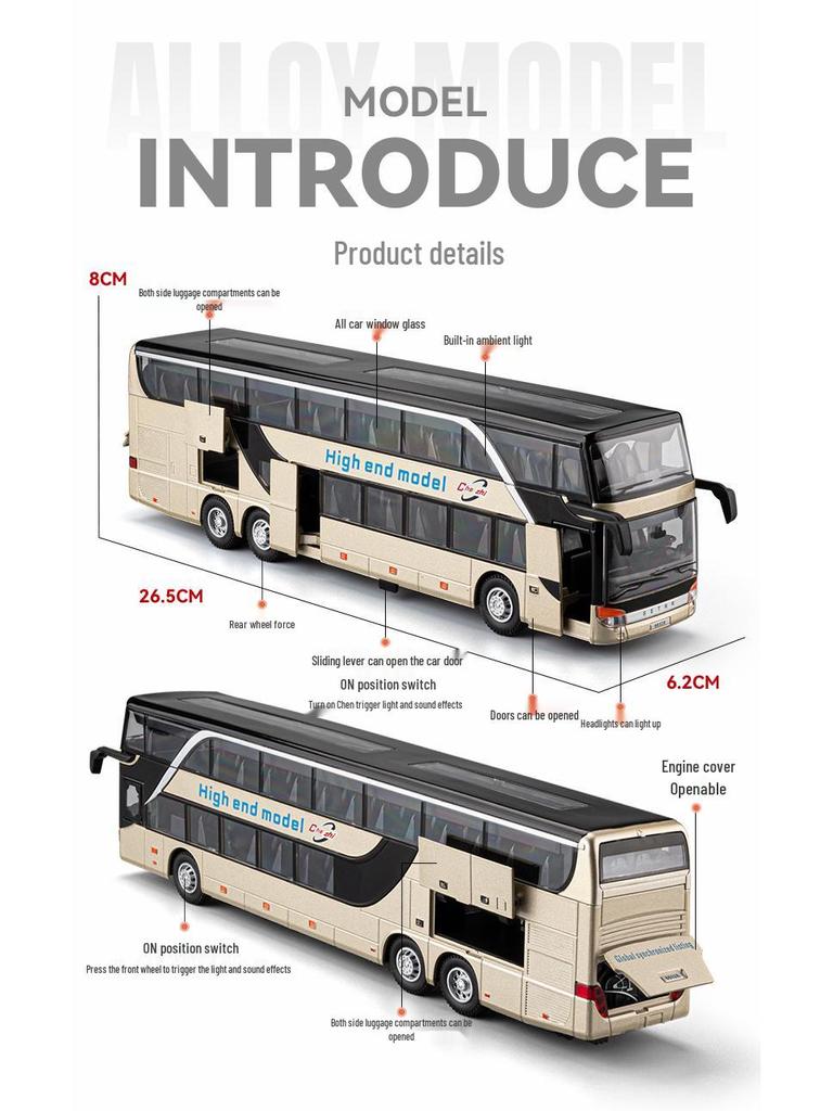 Czh233 Double-Decker City Tour Bus Model with Sound and Light.