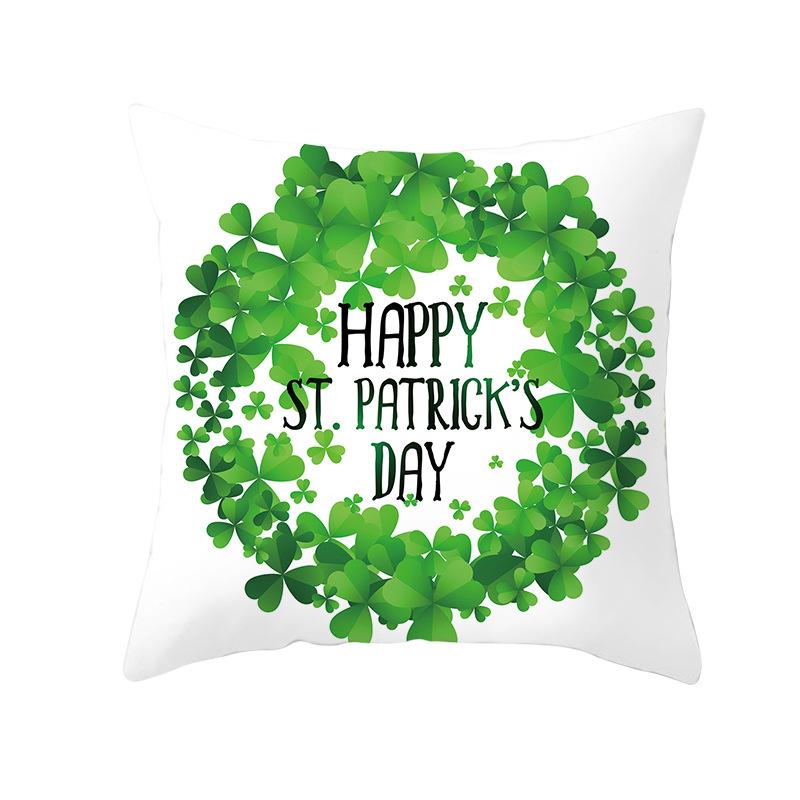 Дом Ст. Подушка из зеленого персикового бархата на День Святого Патрика, Наволочка с четырехлистным клевером на Национальный день