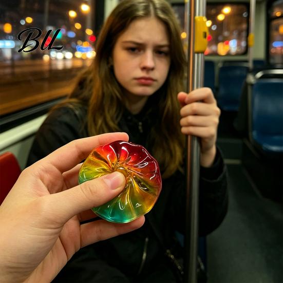 Colorful Decorative Art Piece Bun Squeeze Toys for Stress Relief, Soft TPR Sensory Fine Texture Glass Craft Fidget Toys, Decompression Office