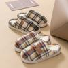 Retro Plaid Cotton Slippers Autumn and Winter 2025 New Indoor Home Thick-soled Non-slip Warm Plush Shoes