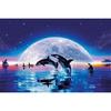 Алмазная вышивка «Дельфины и большая луна», полная круглая дрель, алмазная картина, вышивка крестиком, изображение