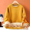Men's Winter Thickened Lamb Fleece Round Neck Sweatshirt - Solid Color Warm Pullover