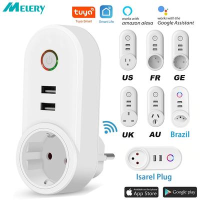 Адаптер питания Smart Power Plug WiFi Электрическая розетка ЕС США Австралия Великобритания GE Гнездо USB Время Дистанционное управление с помощью приложения Smartlife Alexa Google Home