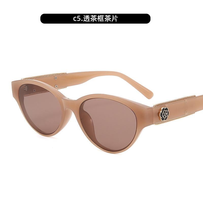 Премиальные овальные солнцезащитные очки женские винтажные солнцезащитные очки «кошачий глаз» с камелиями малый аромат солнцезащитные очки
