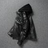 Китайский размер Тяжелая мотоциклетная куртка Club Biker Coat Настоящая коровья кожаная куртка для мужчин Съемный капюшон для верховой езды Мужская кожаная куртка