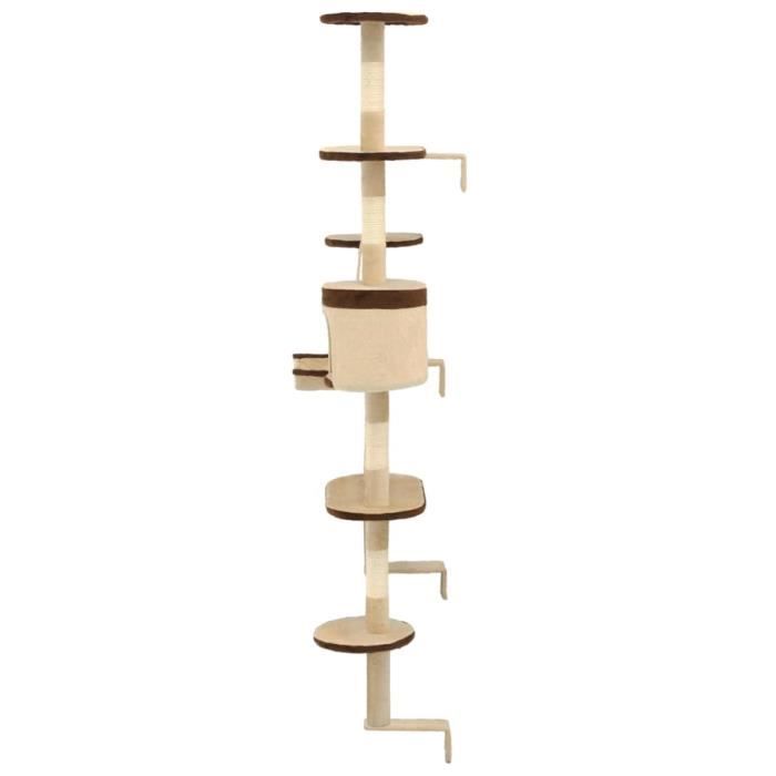 VidaXL Cat Tree In Sisal Wall-Mounted 194 Cm Beige and Brown