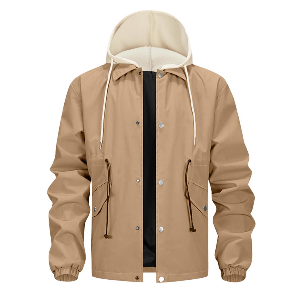Men'S Loose Jacket Fashionable Multi Pocket Hooded Jacket