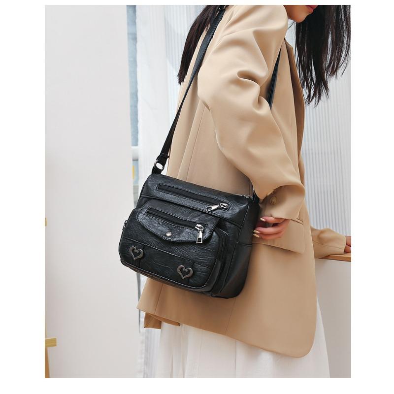 Women Bag Crossbody Bag Soft Leather Versatile Multi-Pocket Shoulder Bag Women Mom Bag Travel Backpack