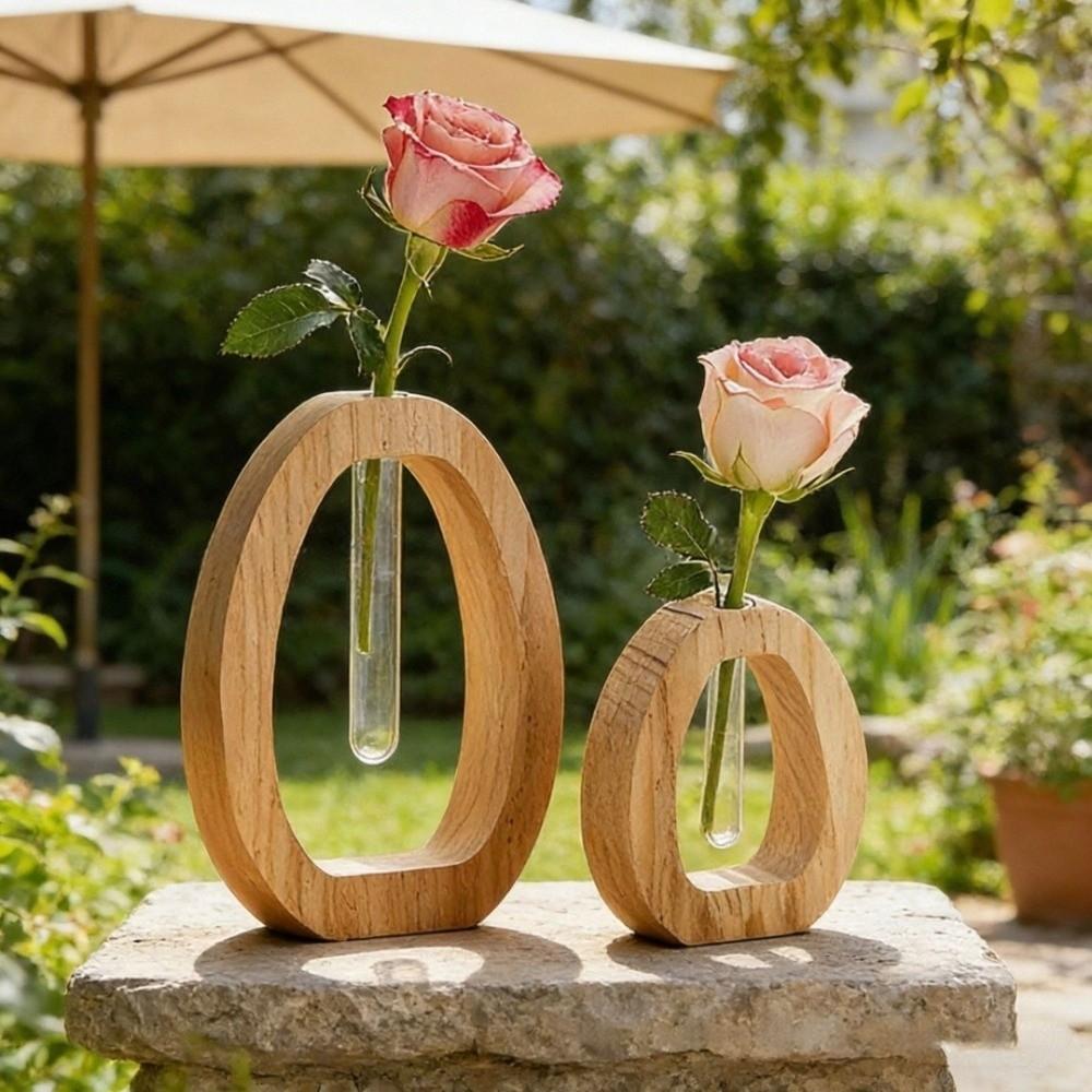 Wooden Hydroponic Plant Vases Creative Table Centerpiece Planter Indoor Plant Display