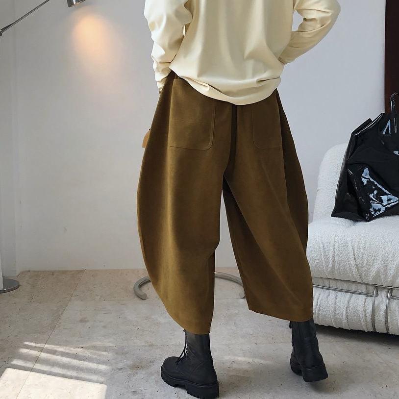 Широкие брюки-шаровары, женские винтажные свободные универсальные повседневные брюки