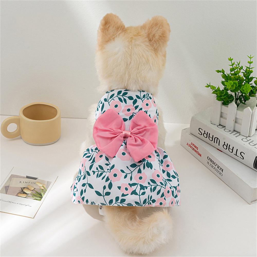 Cute Bow Pet Cat Dress Skirt Summer Flower Print Dog Dresses for Small Dogs Poodle Puppy mascotas Clothes vestidos para perritas