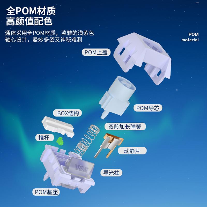 Kailh & VGN Box Aurora Ice Cream Pro Переключатель 5-контактный Линейный Кастомная Механическая клавиатура Полностью POM Быстрый Серебряный RGB Для Игровой клавиатуры