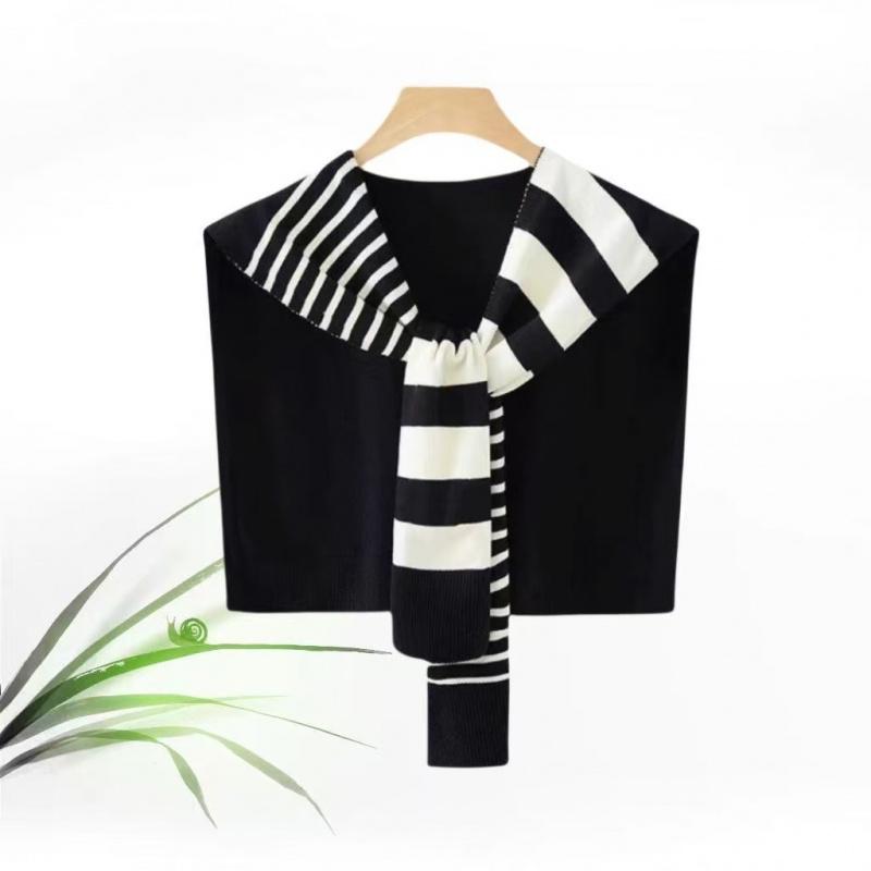 Элегантный шарф в сочетании с рубашкой для весны и осени 2026 года Новый полосатый вязаный шарф и накидка-защита для плеч двойного назначения
