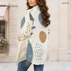 Women Plus Size Long Sleeve Open Front Draped Collar Floral Printed Curved Hem Casual Cardigan