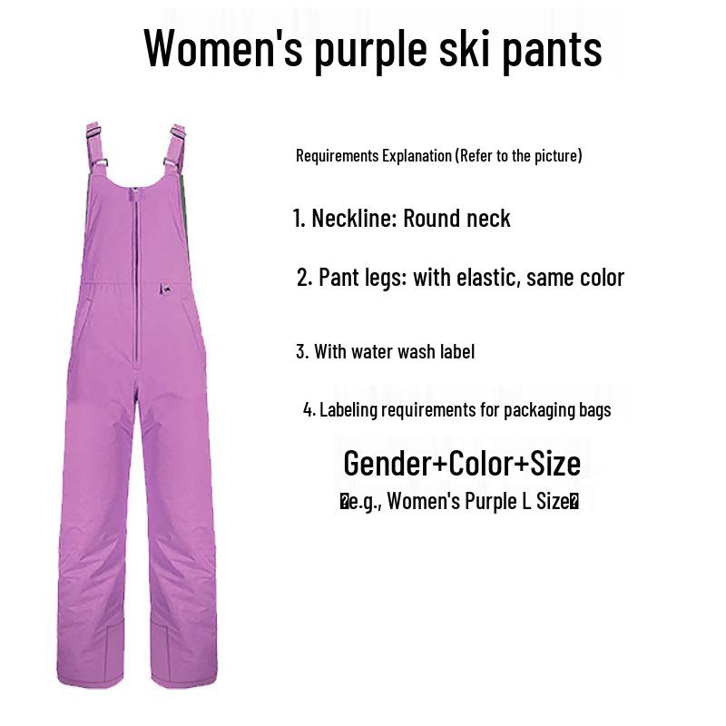 Unisex Waterproof Quick-Dry Ski Pants with Straps: Windproof, Warm, Thickened Outdoor Cotton Pants