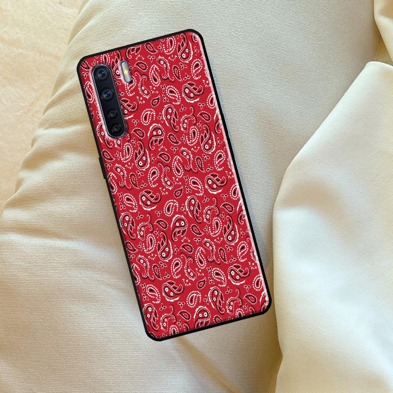 Красная бандана с узором пейсли для OPPO A79 A38 A58 A78 A98 A54 A74 A94 A16 A76 A96 A5 A9 A52 A72 A15 A17 A57 A53S Чехол